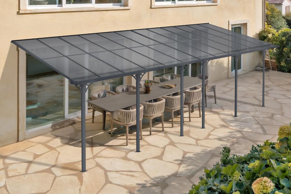 Toit terrasse/Carport 24m² KLEO 8x3m aluminium gris