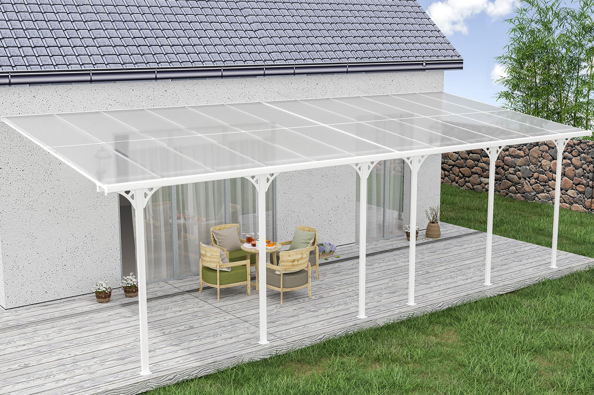 Carport / Pérgola Adosada 24m² KLEO 8x3m Aluminio Blanco 5