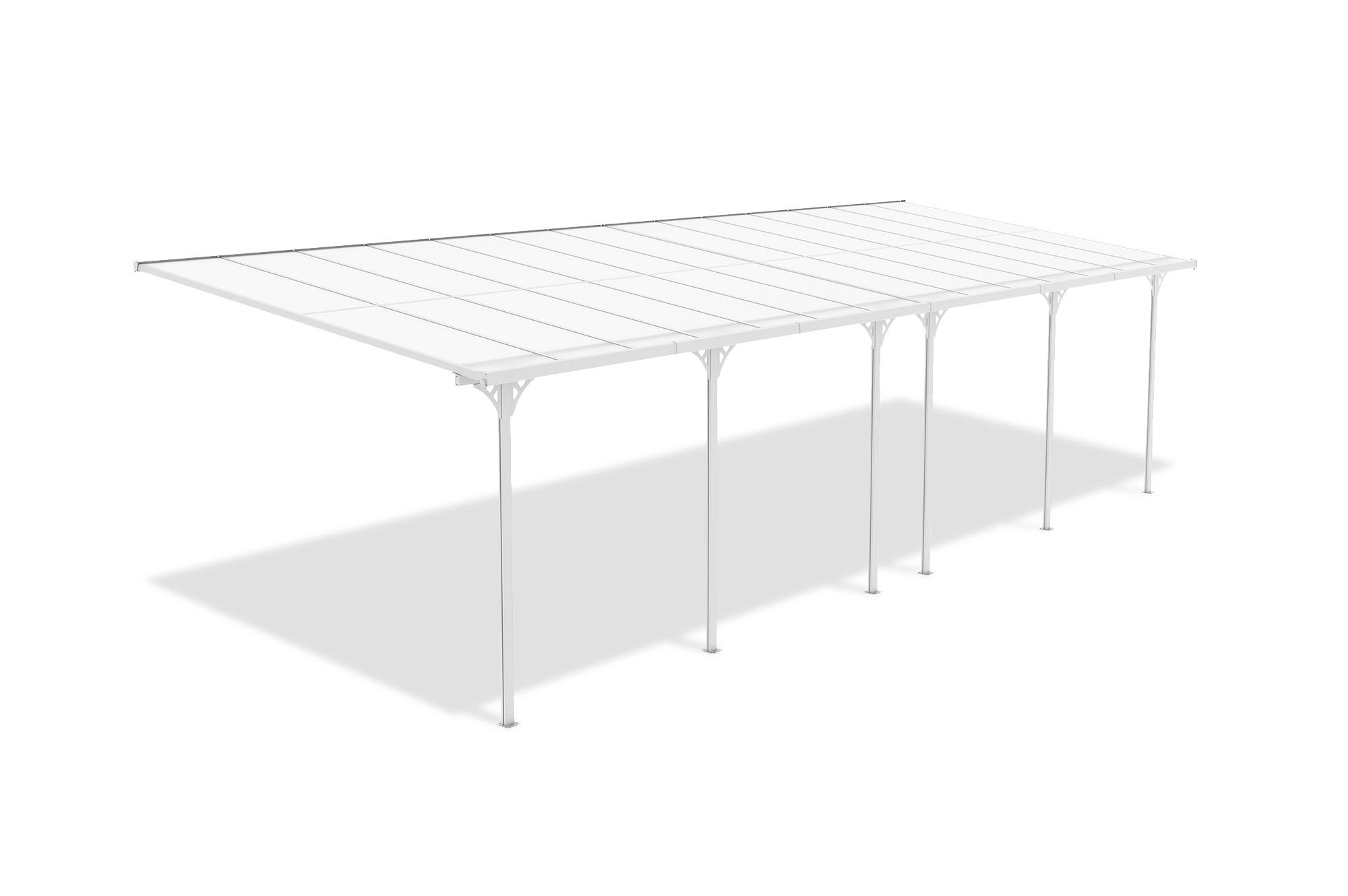 Fali Autóbeálló / Pergola 27m² KLEO 9x3m Alumínium Fehér 3