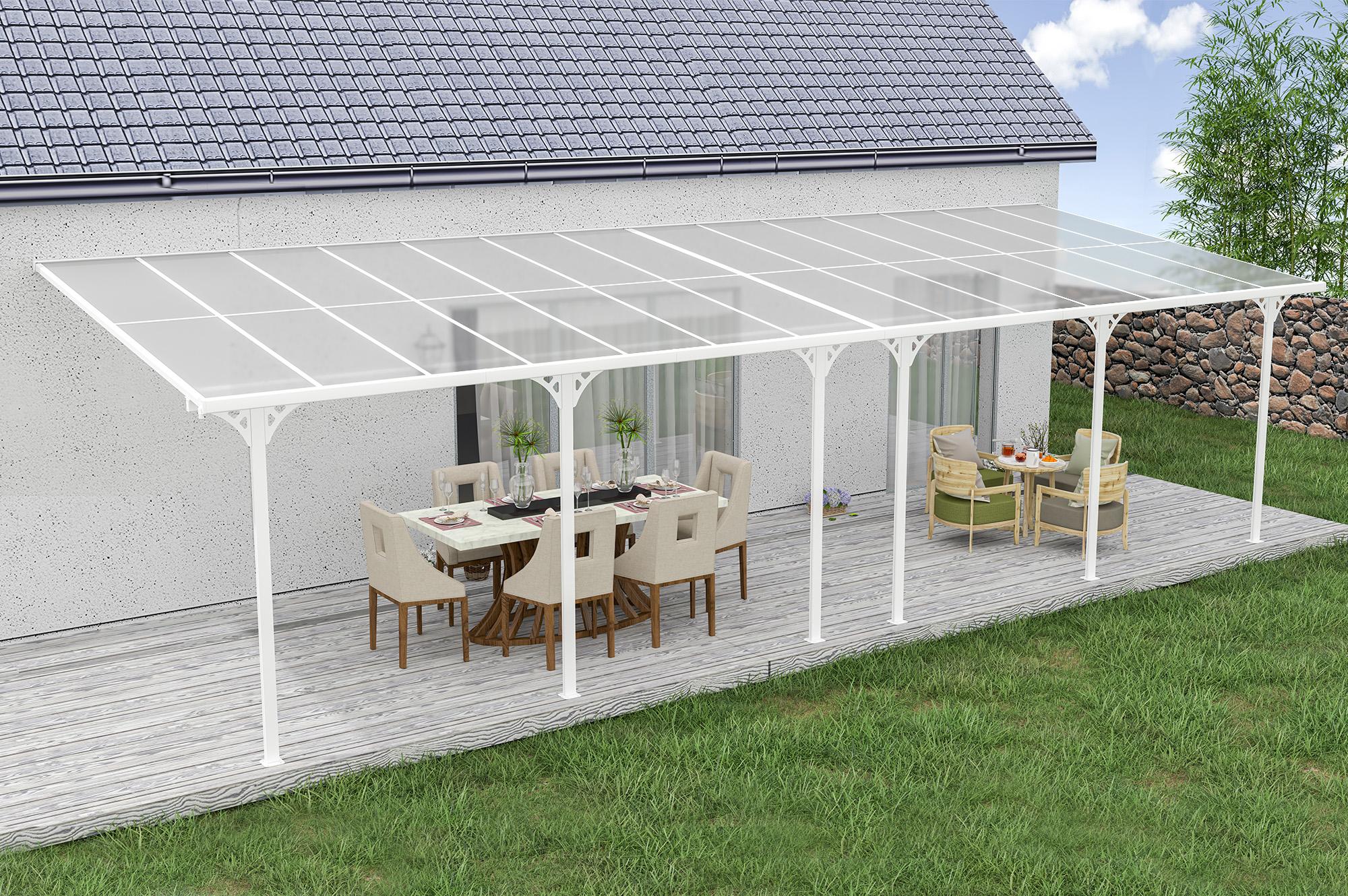 Fali Autóbeálló / Pergola 27m² KLEO 9x3m Alumínium Fehér 5
