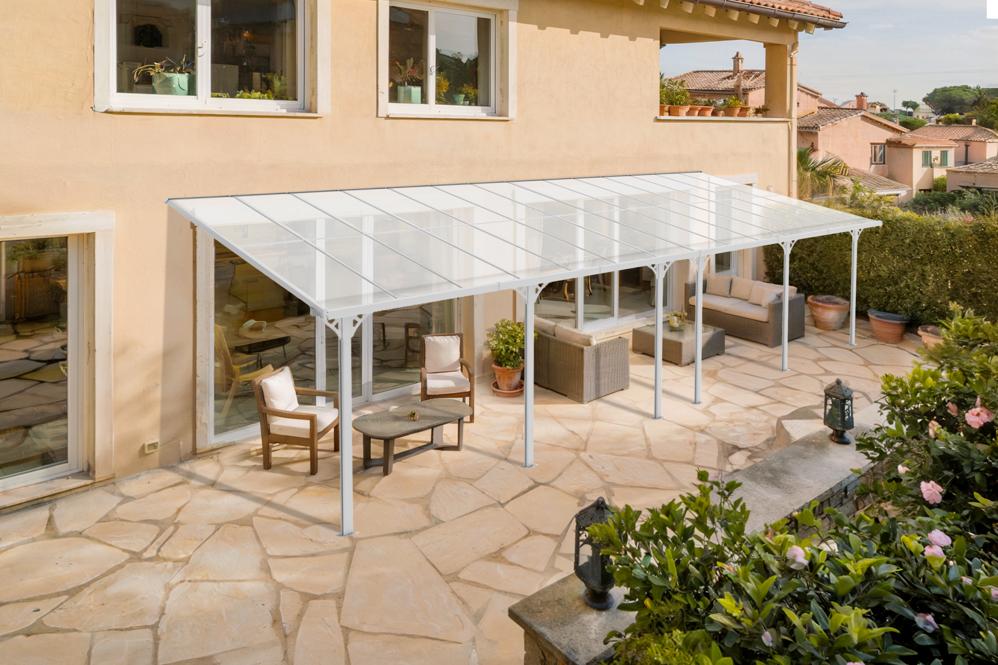 Toit terrasse/Carport 27m² KLEO 9x3m aluminium blanc
