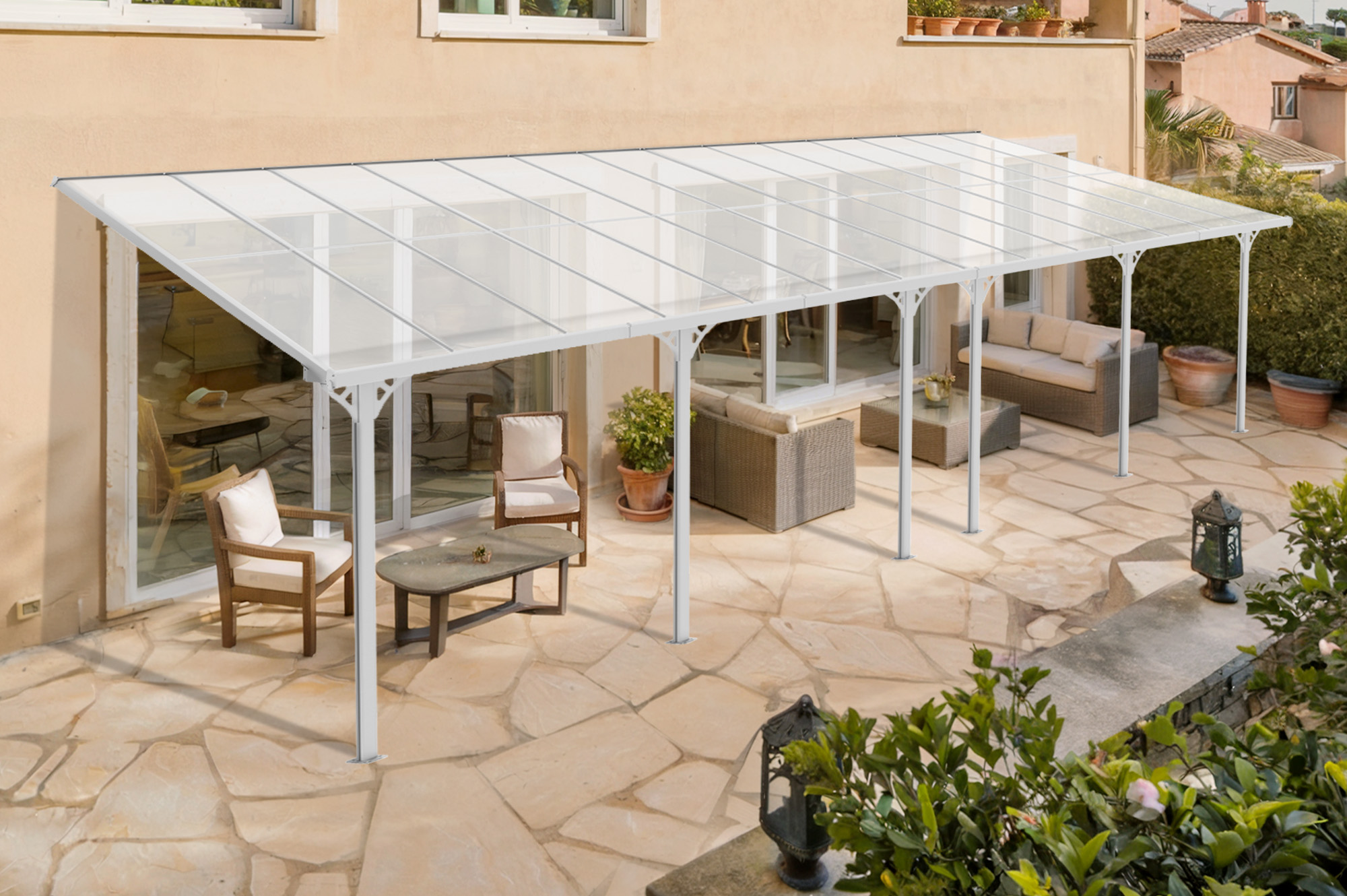 Fali Autóbeálló / Pergola 27m² KLEO 9x3m Alumínium Fehér main_image