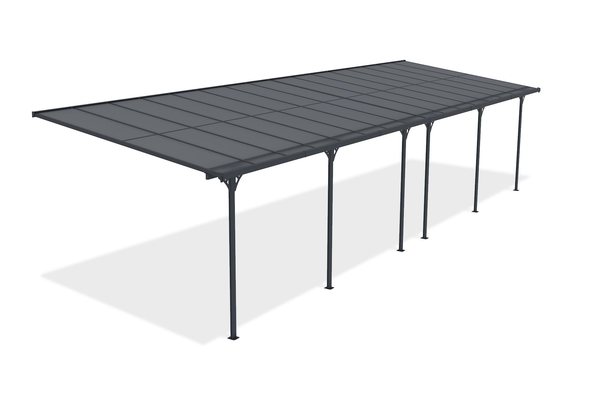 Carport / Pérgola Adosada 30m² KLEO 10x3m Aluminio Gris 3