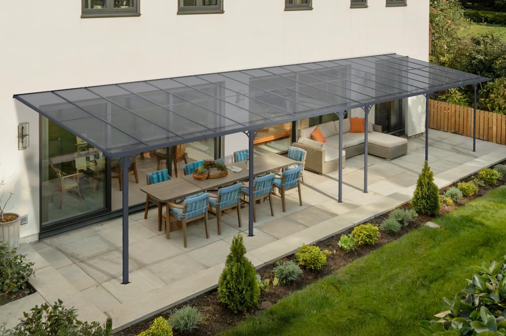 Rögzített pergola/autóbeálló 33m² KLEO 1100L300 alumínium szürke