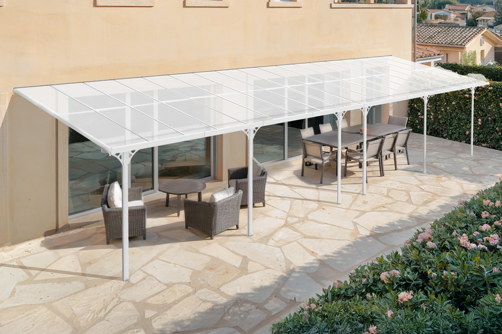 Fali Autóbeálló / Pergola 33m² KLEO 11x3m Alumínium Fehér main_image