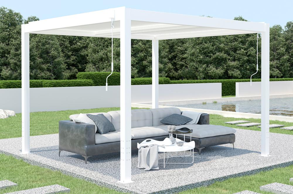 Pergola Bioclimatique SANTA 3x3m aluminium blanc