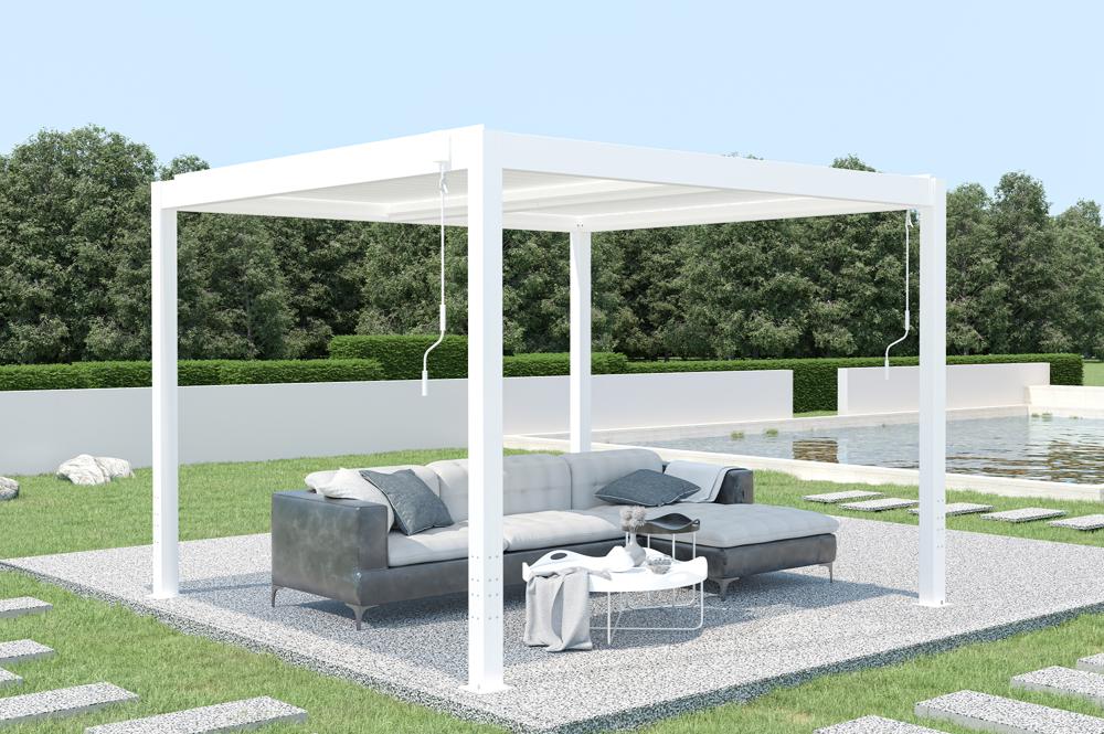 Pergola Bioclimatique SANTA 3x3m aluminium blanc