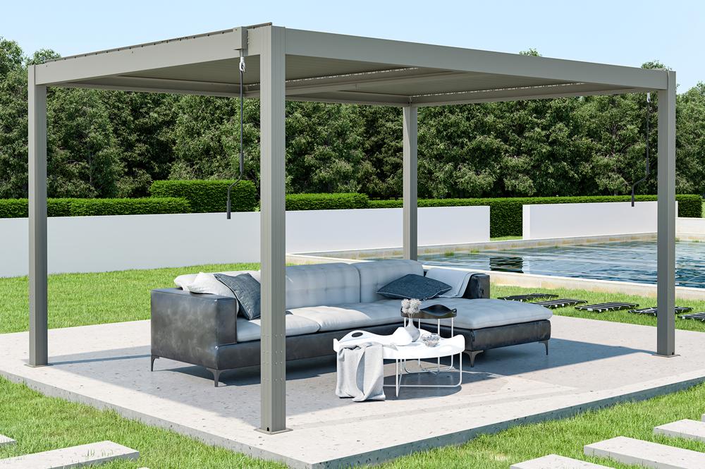 Pergola Bioclimatique autoportée SANTA 4x3m Aluminium taupe