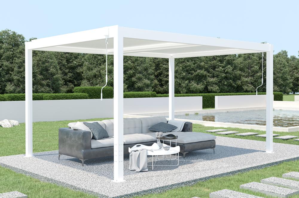 Pergola Bioclimatique autoportée SANTA 4x3m aluminium blanc