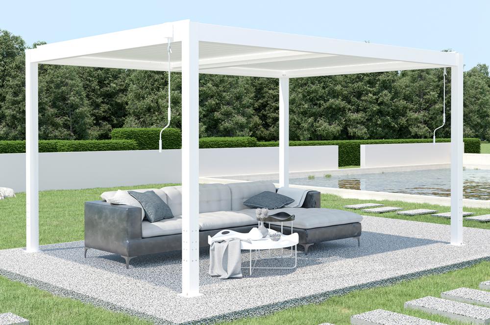 Pergola Bioclimatique autoportée SANTA 4x3m aluminium blanc