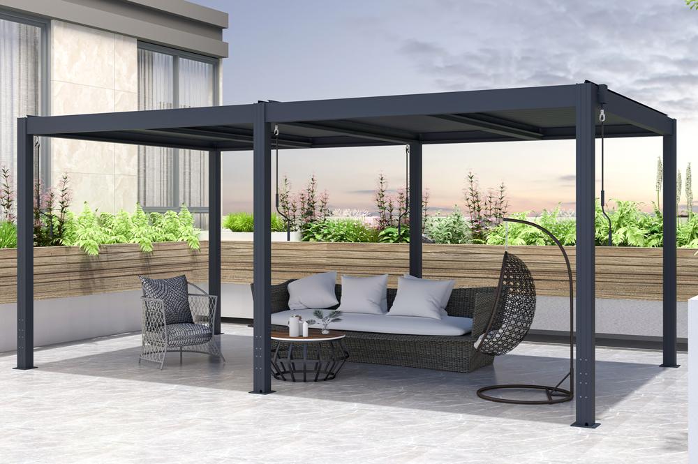 Pergola Bioclimatique autoportée SANTA 5x3m aluminium gris