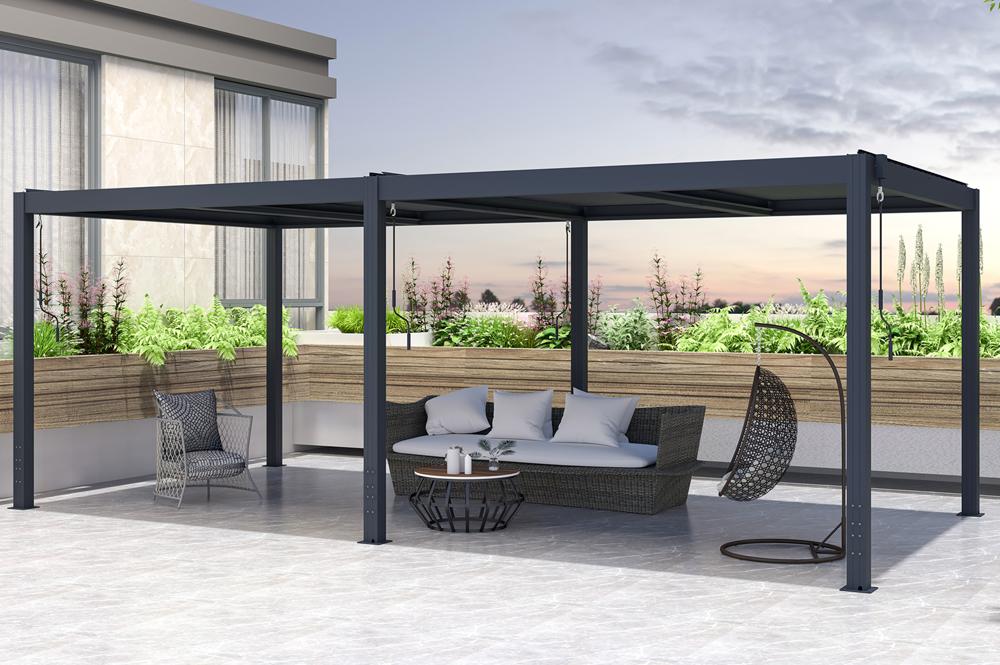 Pergola Bioclimatique autoportée SANTA 6x3m aluminium gris