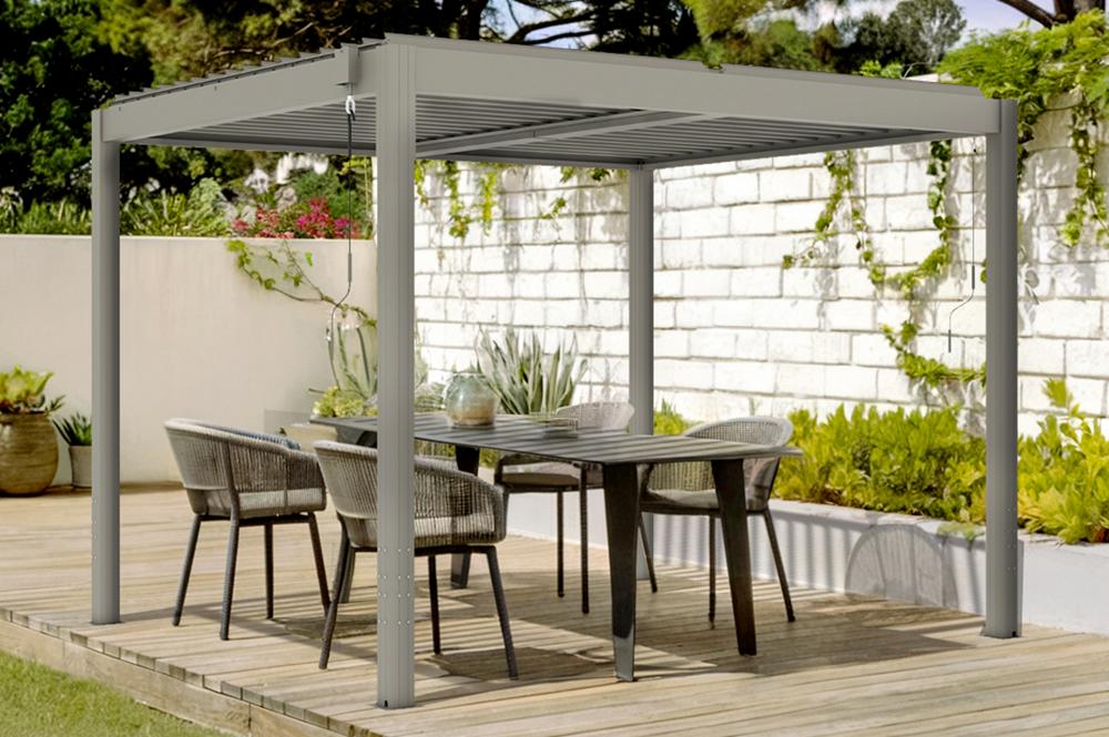Pergola bioclimatique SANTA 3x2,5m aluminium taupe