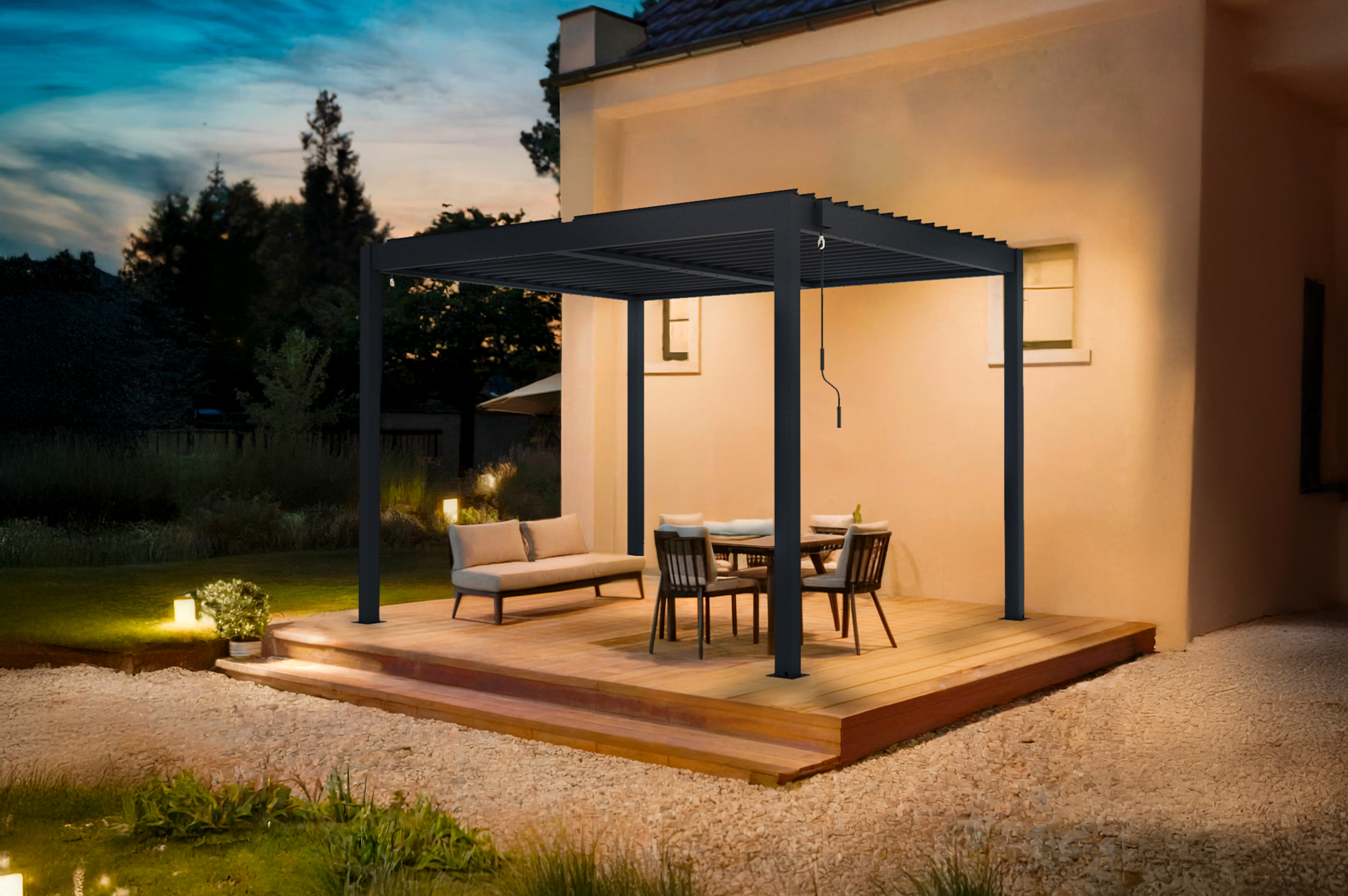 PIANA 3x2,5m fritstående bioklimatisk pergola i grå aluminium 2
