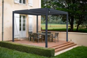 Pérgola bioclimática autoportante PIANA 3x3m en aluminio gris 16