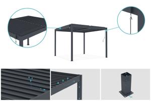 Pérgola bioclimática autoportante PIANA 3x3m en aluminio gris 6