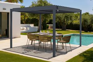 PIANA 3x3m szabadon álló bioklimatikus pergola szürke alumínium kivitelben main image