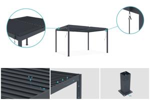 Pérgola bioclimática autoportante PIANA 4x3m en aluminio gris 6
