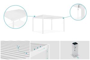 PIANA 4x3m szabadon álló bioklimatikus pergola fehér alumínium kivitelben 5