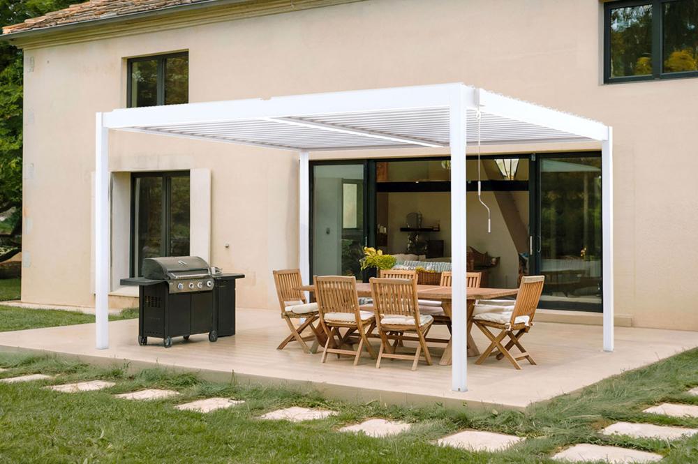 PIANA samonoseća bioklimatska pergola 4x3m od bijelog aluminija