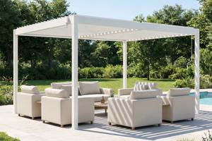 PIANA 4x3m szabadon álló bioklimatikus pergola fehér alumínium kivitelben main image
