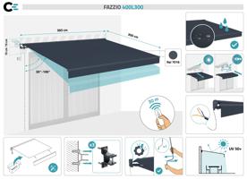 FAZZIO 4x3m félig kazettás motoros napellenző, szürke 2