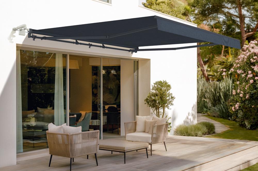 Store banne motorisé semi-coffre FAZZIO 4x3m gris