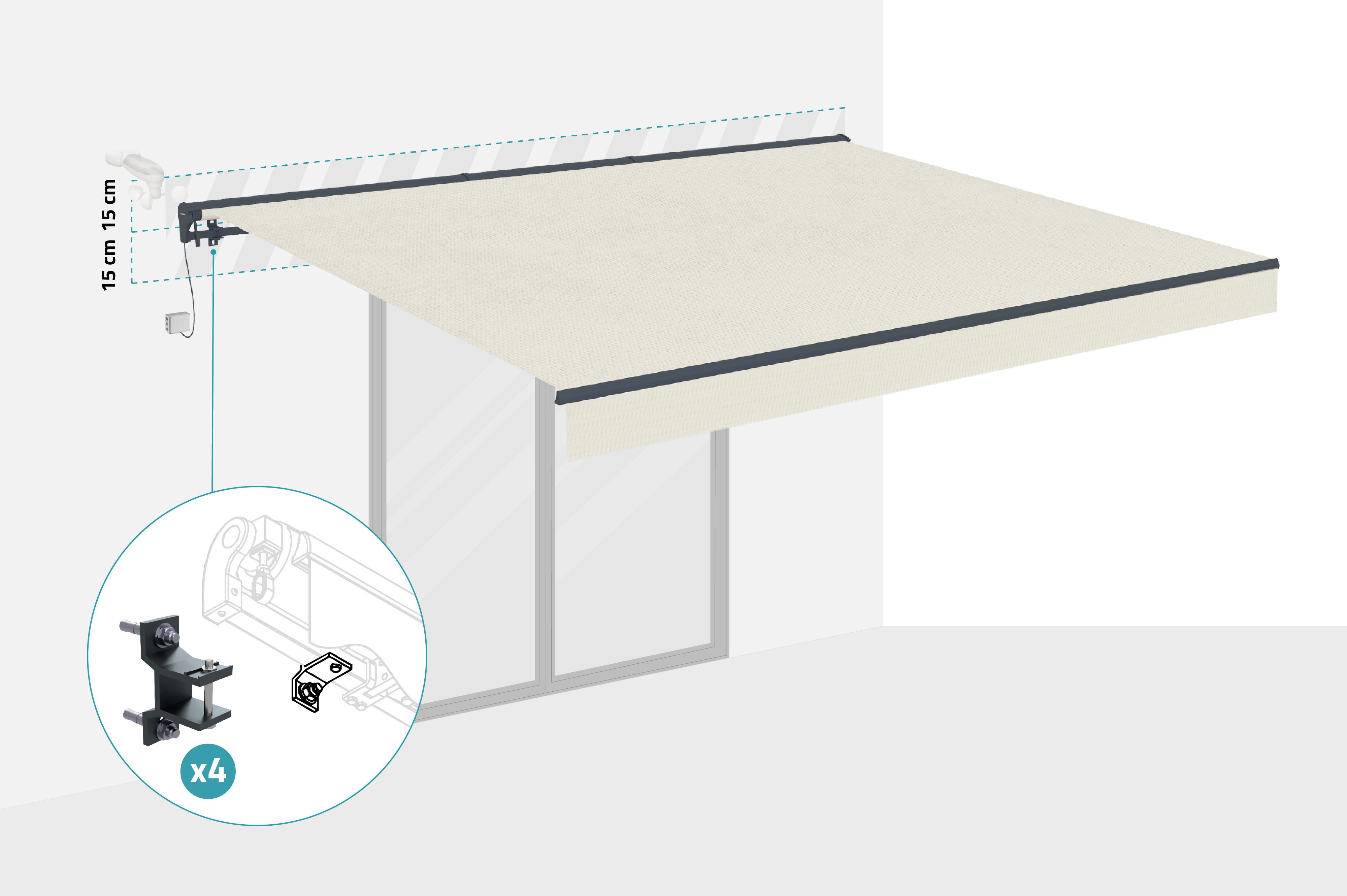 Toldo motorizado semicofre beige FAZZIO 4x3m 4