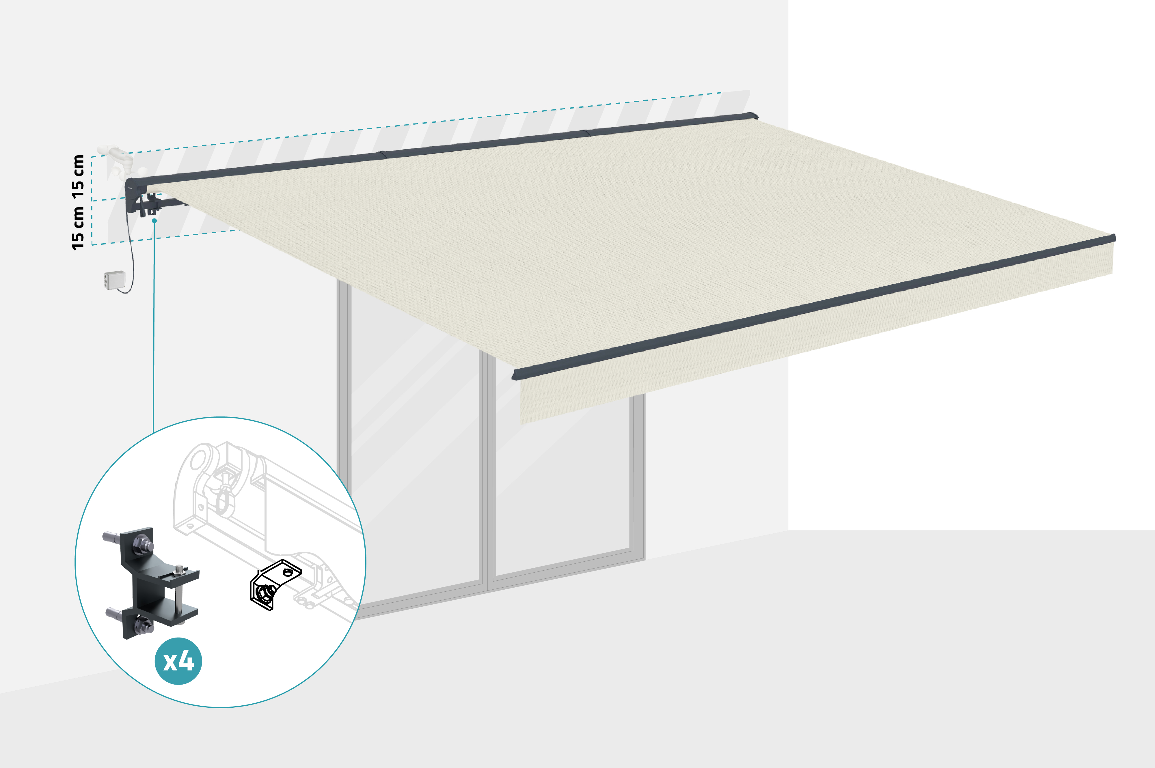 Toldo semicofre motorizado FAZZIO 5x3m beige 3
