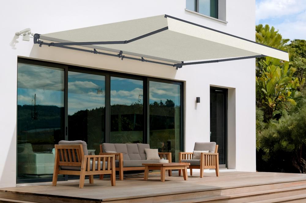 Store banne semi-coffre motorisé FAZZIO 5x3m beige