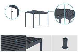 PIANA 3x2m freistehende, bioklimatische Pergola aus grauem Aluminium 4