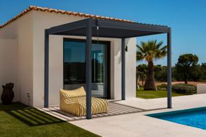 PIANA 3x2m freistehende, bioklimatische Pergola aus grauem Aluminium 5