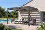 PIANA 3x2m lean-to bioclimatic pergola in grey aluminum with retractable blinds on the 3m side