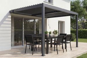 PIANA 3x2m-es, ferde bioklimatikus pergola szürke alumínium kivitelben main image