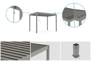 PIANA 3x2m szabadon álló bioklimatikus pergola bézs alumínium kivitelben 4