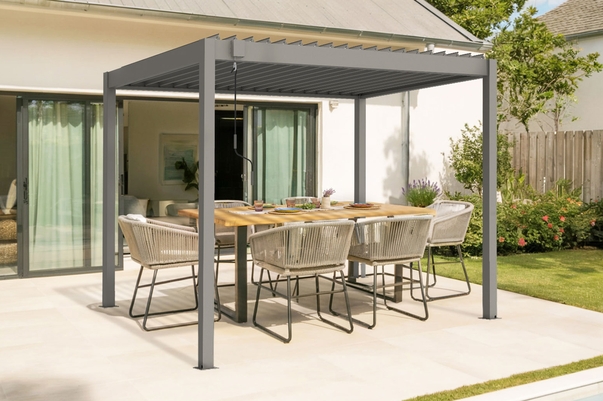 PIANA 3x2m szabadon álló bioklimatikus pergola bézs alumínium kivitelben main_image