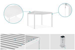 PIANA 3x3m freistehende, bioklimatische Pergola aus weißem Aluminium 5