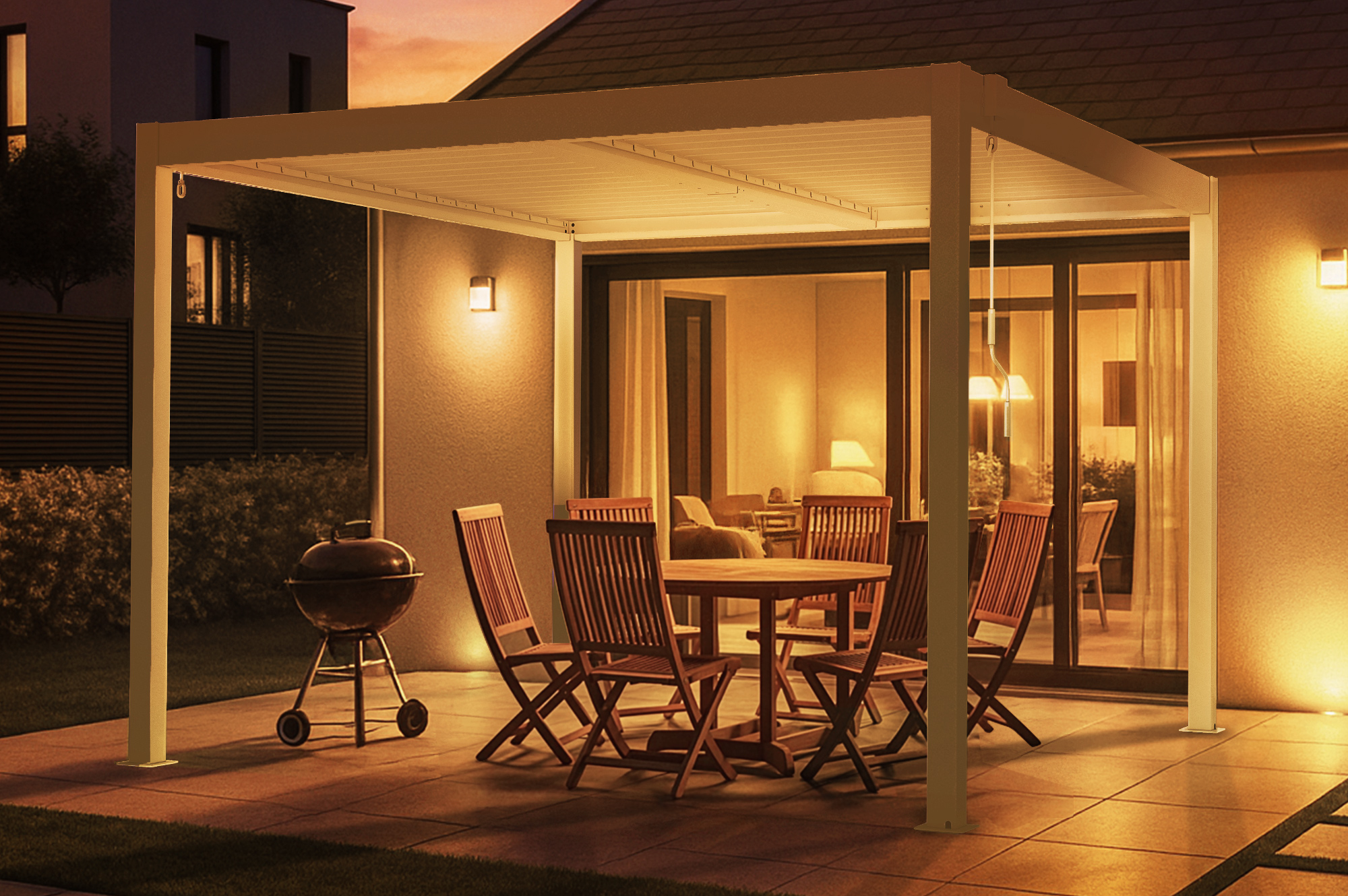 PIANA 3x3m freistehende, bioklimatische Pergola aus weißem Aluminium 2