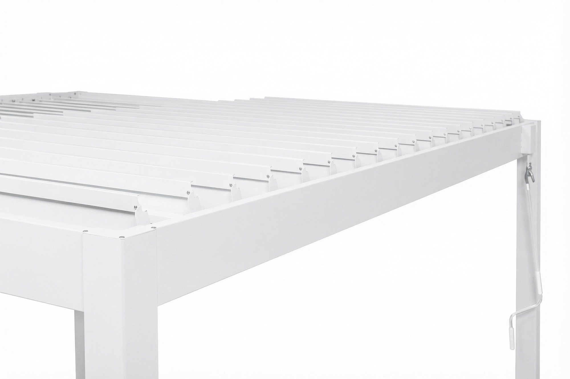 PIANA 3x3m freistehende, bioklimatische Pergola aus weißem Aluminium 11