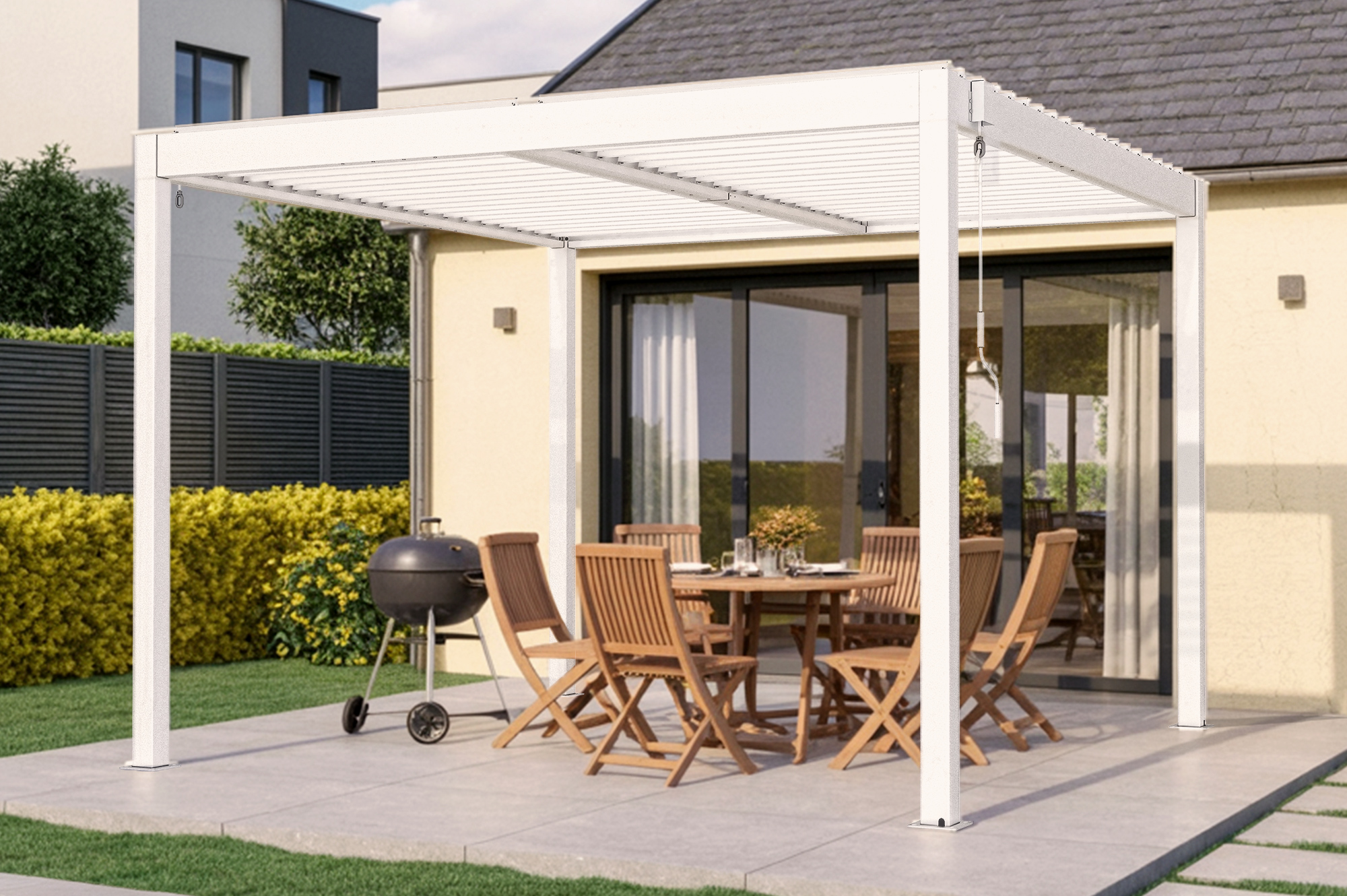 PIANA 3x3m freistehende, bioklimatische Pergola aus weißem Aluminium main_image