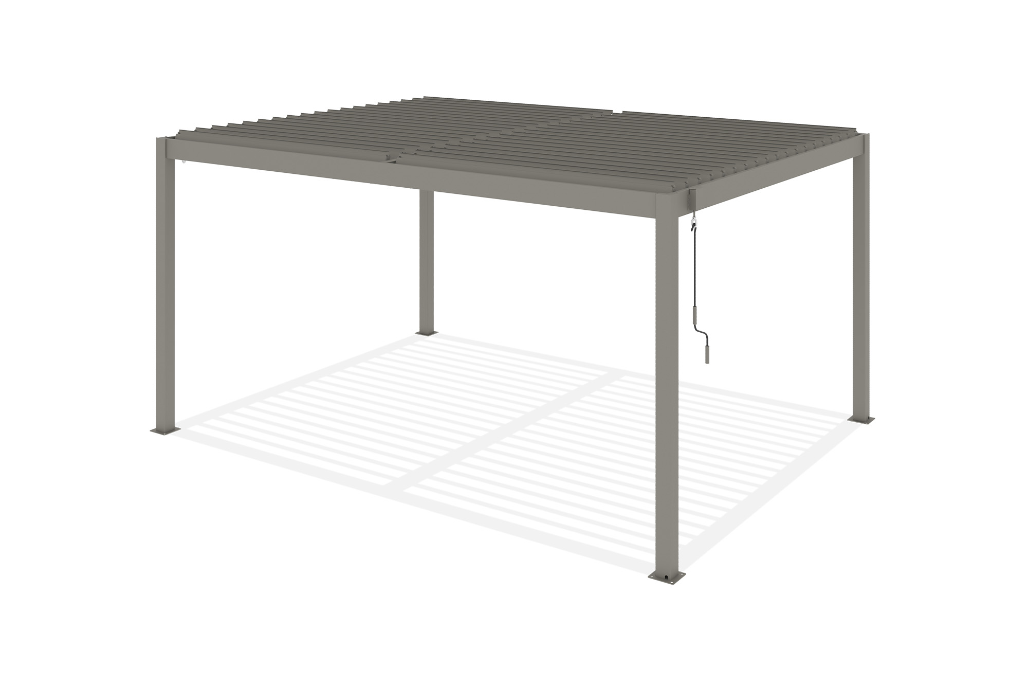 PIANA 4x3m freistehende, bioklimatische Pergola in taupefarbenem Aluminium 18