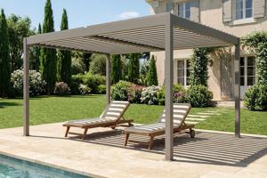 PIANA 4x3m freistehende, bioklimatische Pergola in taupefarbenem Aluminium 7