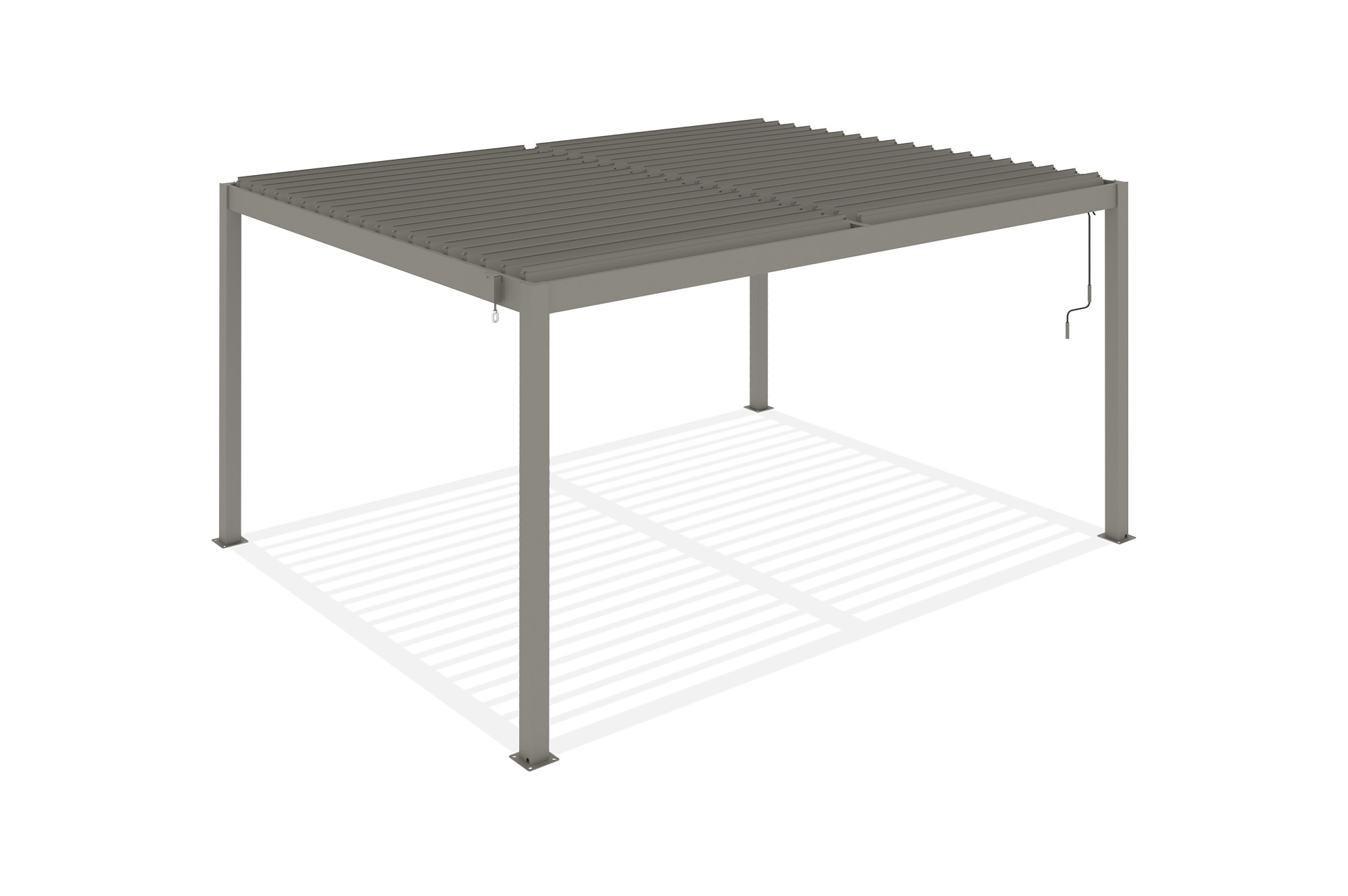 PIANA 4x3m freistehende, bioklimatische Pergola in taupefarbenem Aluminium 17