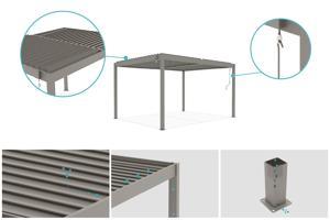 PIANA 4x3m freistehende, bioklimatische Pergola in taupefarbenem Aluminium 6