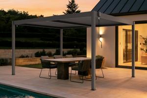 PIANA 4x3m freistehende, bioklimatische Pergola in taupefarbenem Aluminium 2