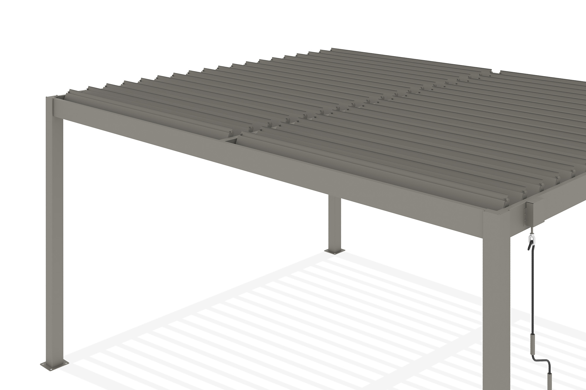 PIANA 4x3m freistehende, bioklimatische Pergola in taupefarbenem Aluminium 21