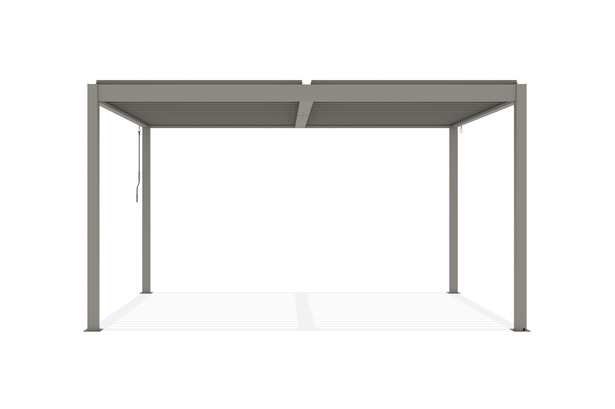 PIANA 4x3m freistehende, bioklimatische Pergola in taupefarbenem Aluminium 16