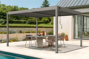 PIANA 4x3m szabadon álló bioklimatikus pergola bézs alumínium kivitelben main image