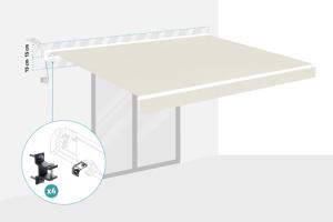 Toldo motorizado semicassette blanco FAZZIO 4m x 3m con tejido beige 3