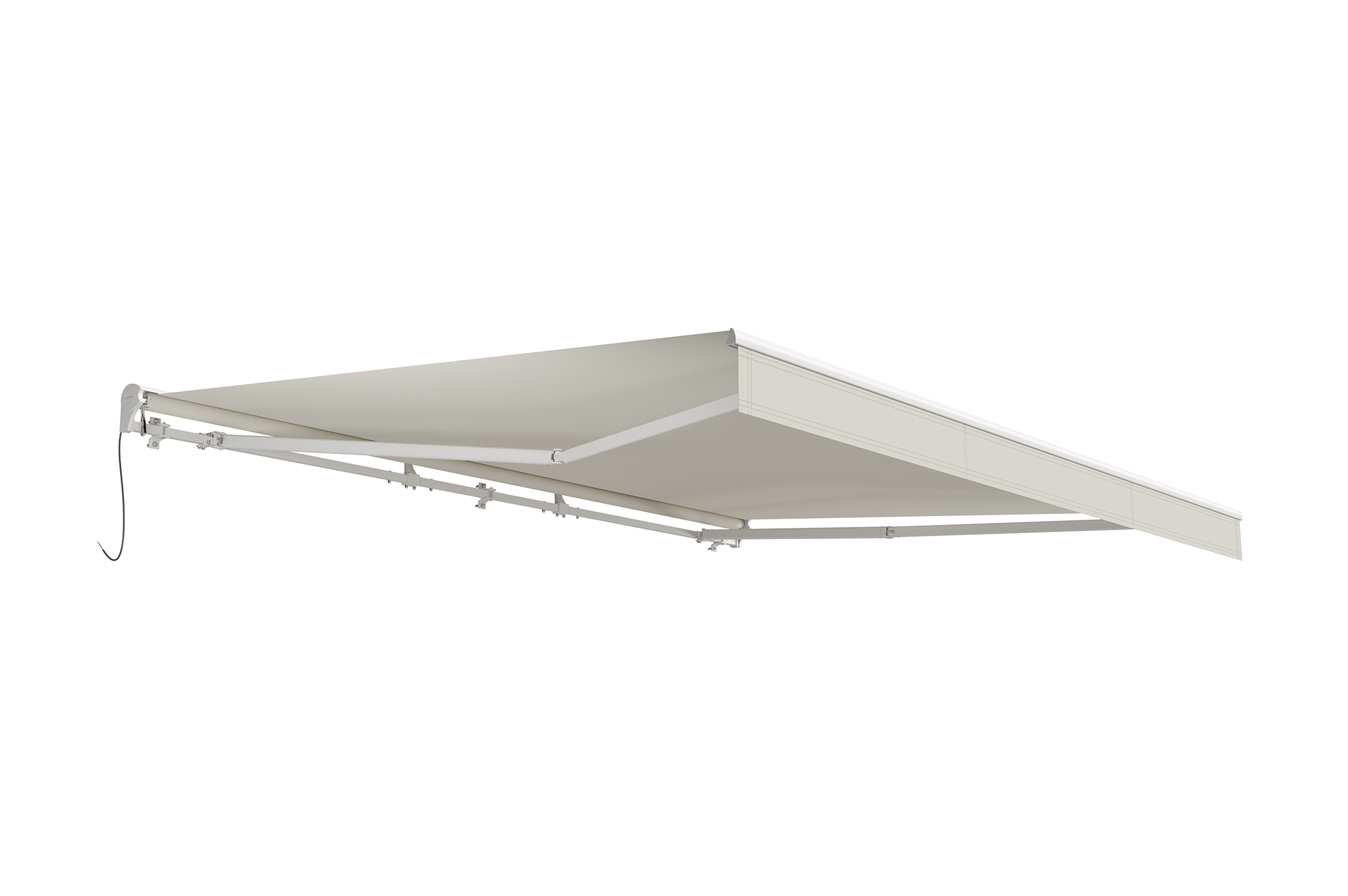 Toldo motorizado semicassette blanco FAZZIO 4m x 3m con tejido beige 12